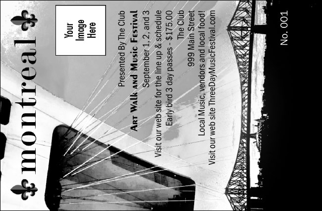 Montreal Drink Ticket (black and white) Product Front