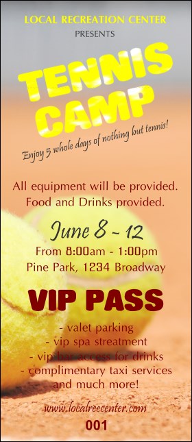 Tennis Camp VIP Pass Product Front