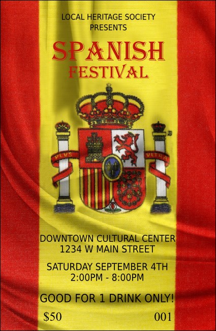 Spanish Flag Drink Ticket Product Front
