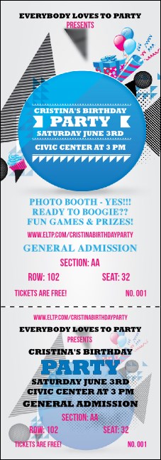 Birthday Party Geometric Reserved Event Ticket Product Front