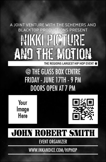 Galaxy Hip Hop Black and White VIP Event Badge Small Product Front