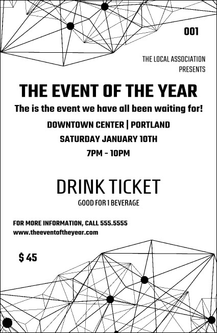 All Purpose Geometric Black and White Drink Ticket Product Front