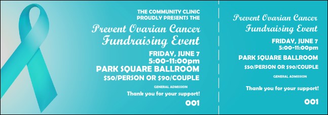Teal Ribbon Event Ticket Product Front