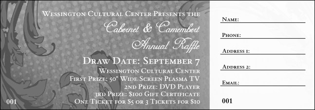 Classic Grey Raffle Ticket Product Front
