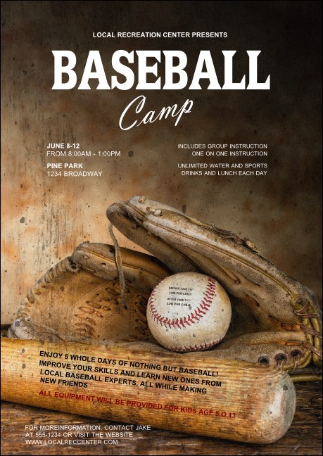 Baseball Camp Postcard Mailer