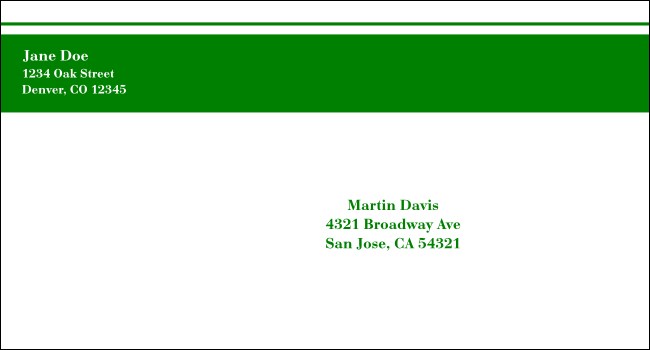 Green Stripe #6 1/2 Envelope Product Front