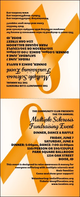 Orange Ribbon Table Tent Product Front