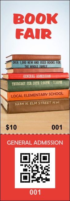 Book Fair QR Event Ticket Product Front
