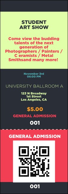 Image Upload QR Event Ticket Product Front