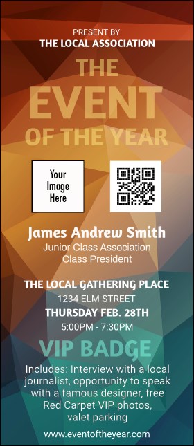 All Purpose Geometric VIP Event Badge Large Product Front