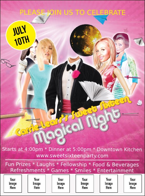 Pink Party B-Day Logo Flyer Product Front