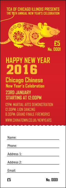 Chinese New Year Rat Raffle Ticket Product Front