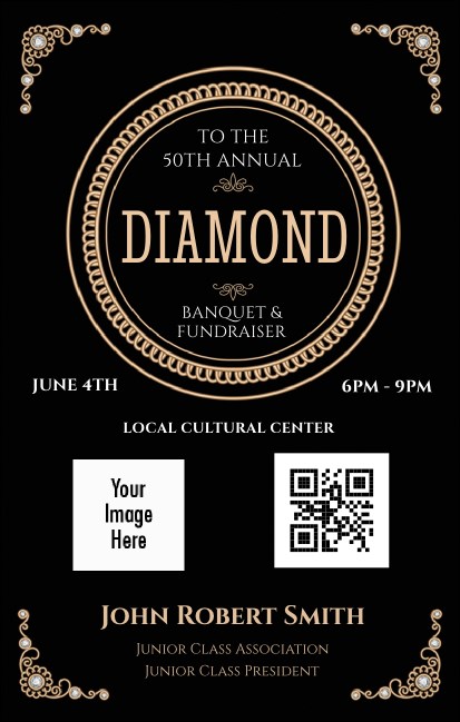 Diamonds Black 2 VIP Event Badge Medium Product Front