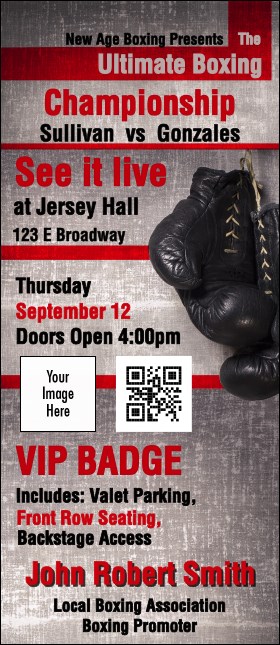 Boxing Gloves VIP Event Badge Large Product Front
