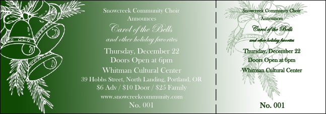 Christmas Bells General Admission Ticket with full bleed Product Front