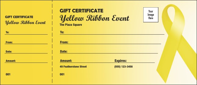 Yellow Ribbon Gift Certificate Product Front