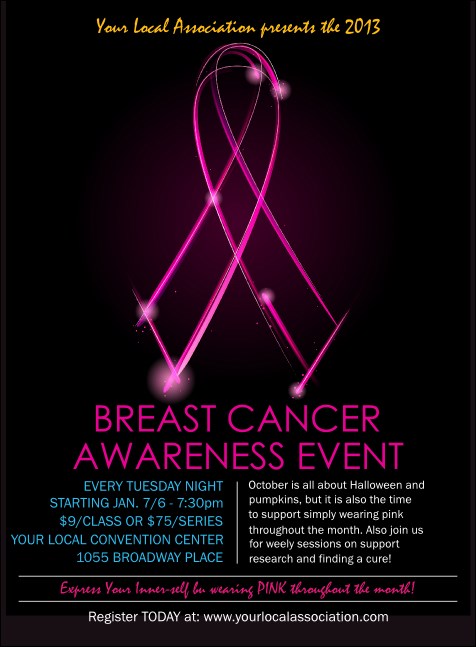 Breast Cancer Ribbon Sparkle Invitation Product Front