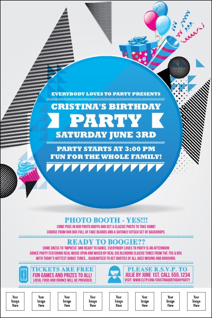 Birthday Party Geometric Logo Poster Product Front