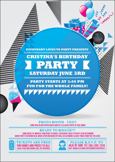 Birthday Party Geometric Postcard Product Front