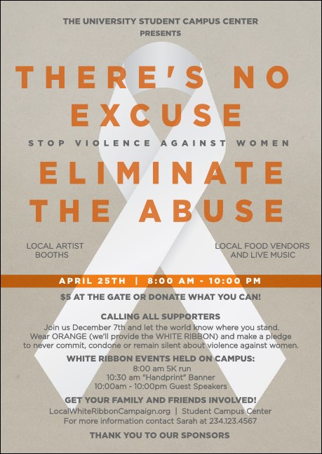 White Ribbon Postcard Product Front