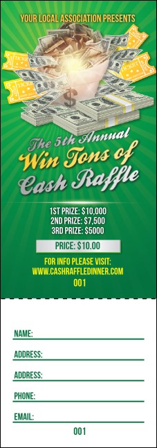 Three-Prize Cash Draw Raffle Ticket
