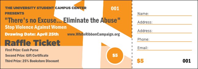 White Ribbon Photo Raffle Ticket Product Front