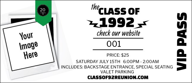 Class Reunion Mascot Green VIP Pass Product Front