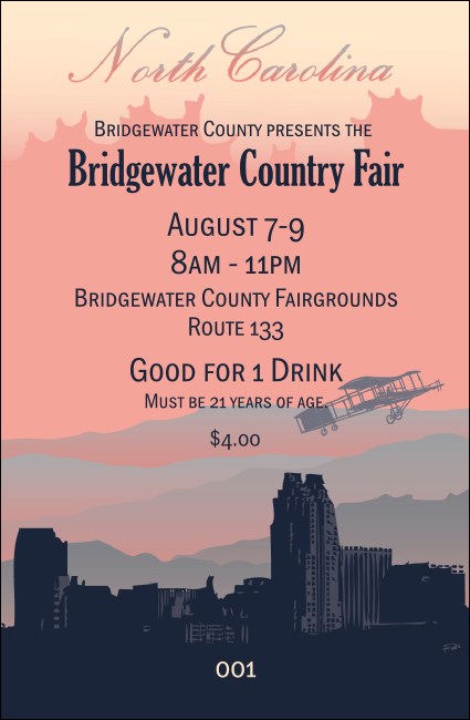 North Carolina Drink Ticket Product Front